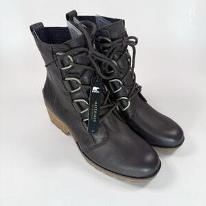 Sorel Womens 8.5 Waterproof Leather Lace Up Ankle Boots Brown NL3715 NWT